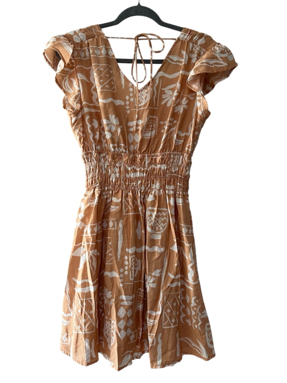 Blu Pepper Yellow & White Printed V-Neck Smocked Mini Dress - Picture 2 of 6